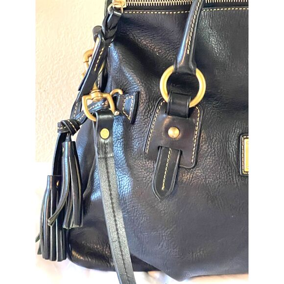 Dooney & Bourke Florentine Black Pebble Leather Satchel Handbag Crossbody Bag - Picture 5 of 14